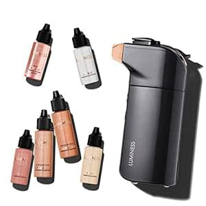 Luminess BREEZE DUO Airbrush Makeup System, Warm Coverage – 9-Piece Kit includes 2x Silk Airbrush Foundation, Soft Rose Blush, Glow Highlighter, Moisturizer Primer, and Airbrush Cleaning Solution